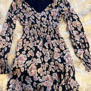 Abercrombie Long-Sleeve Smocked Waist Mini Dress (Petite XS)